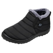 Gubotare Mens Snow Boots Fashion Men's Warm Snow Boots Winter Shoes Work Casual Outdoor Boots Anti Slip Hiking Shoes (Black,9.5)